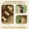 89"-104" Floor to Ceiling Cat Tree with Scratching Post, Cat House, 3-Steps, Hanging Ball, Perches, Anti-tip Kit, Brown