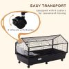 Metal Small Animal Cage, Rabbit Cage for Guinea Pig Chinchilla Hedgehog Bunny with Removable Wheels and Foldable Detachable Run Fence