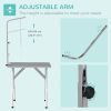 Foldable Pet Grooming Table for Dogs Cats with Adjustable Arm, Non-slip Surface, Grey