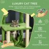56" Cat Tree for Large Cats Adult with Hammock, Cat Tower with Scratching Post, Platforms, Play Ball and Anti-tipping Device, for Indoor Cats, Green