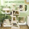 54" Cat Tree, Multi-Level Cat Tower with Scratching Posts, Cat Condos, Bed, Platforms, Ramp, Toy Ball, Beige