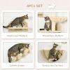 Cat Wall Shelves, 3PCs Cat Shelves with Hammock, Scratching Post, 3 Steps, Jumping Platforms, Wall Mounted Cat Climber, Beige