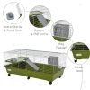 47" Small Animal Cage Chinchilla Guinea Pig Hutch Pet House with Platform Ramp, Food Dish, Wheels, & Water Bottle