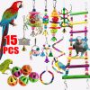 15pcs Parrot Bird Toys Accessories Articles Parrot Bite Pet Bird Toy For Parrot Training Bird Toy Swing Ball Bell Standing