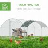 Galvanized Large Metal Chicken Coop Cage Walk-in Enclosure Poultry Hen Run House Playpen Rabbit Hutch with Cover for Outdoor Backyard 9.2' x 18.7' x 6