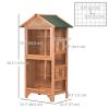 Wooden Bird Aviary Parrot Cage Pet Furniture with Removable Bottom Tray, 2 Doors, Asphalt Roof, 4 Perches, Orange