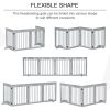 Freestanding Pet Gate 4 Panel Wooden Dog Barrier Folding Safety Fence with Support Feet for Doorway Stairs Light Grey