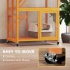 74" Wooden Outdoor Cat House Weatherproof & Wheeled with High Weight Capacity, Kitten Cage Condo, Orange