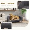 Dog Sofa with Removable Cushion Wood Legs for Medium and Large Dogs, Dark Grey