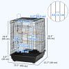 23" Bird Cage Flight Parrot House Cockatiels Playpen with Open Play Top and Feeding Bowl Perch Pet Furniture Black