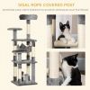 52" Multi-Level Cat Tree Tower, Kitten Scratcher Activity Center Play House with Hammock - Grey
