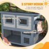 2 Tier Outdoor Cat House with Escape Door, Jump platform, for 1-2 Cats, Light Grey