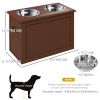 Elevated Dog Bowls for Large Dogs with Storage 2 Stainless Steel Dog Bowls, Elevated Base for Large Dogs, Brown
