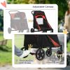 Foldable Pet Stroller with Universal Front Wheels, Shock Absorber, Dog Cat Carriage for Large & Medium Dogs, Red