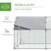 Galvanized Large Metal Chicken Coop Cage Walk-in Enclosure Poultry Hen Run House Playpen Rabbit Hutch with Cover for Outdoor Backyard 9.2' x 18.7' x 6