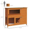 2 Tier Elevated Wooden Rabbit Hutch Bunny House Small Animal Cage 47"L x 19"W x 39"H w/ Sliding-Out Tray