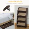 4-Level Portable Pet Stairs, Foldable Dog Ramp, Lightweight Cat Steps, with Nonslip Soft Mats, for High Bed, Sofa, Up to 44 lbs, Dark Brown