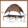 Elevated Dog Bed with Canopy, Portable Raised Dog Cot for XL Sized Dogs, Indoor & Outdoor, 48" x 36" x 43", Coffee