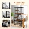 Rolling Small Animal Cage 53.5"H Chinchilla Cage for Ferrets, Squirrels w/ Removable Tray, Storage Shelf, Black