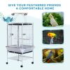 63" Large Bird Parrot Cage Stand Finch Feeder Play Top House Perch Bowl Wheels, Silver