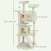 54" Cat Tree, Multi-Level Cat Tower with Scratching Posts, Cat Condos, Bed, Platforms, Ramp, Toy Ball, Beige