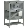 PawHut Hamster Cage Wooden 2-Tier Small Animal Hutch Exercise Playhouse Grey