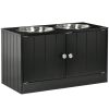 PawHut Raised Pet Feeding Storage Station with 2 Stainless Steel Bowls Base for Large Dogs and Other Large Pets Black