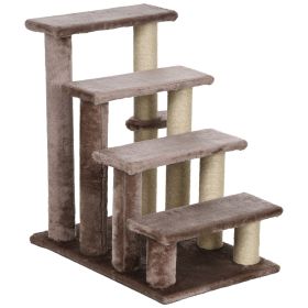 PawHut 4 Levels Cat Steps with Scratching Posts for High Bed, Sofa, Brown