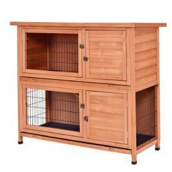 48" Wooden Outdoor Rabbit House Hutch with Ladder