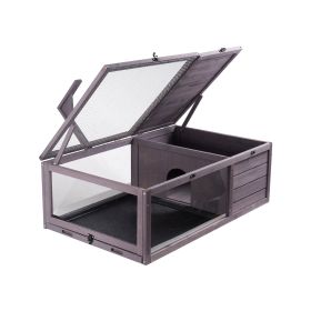 VEVOR Tortoise Habitat Wooden Tortoise House Indoor & Outdoor 2-Room 38x24x13in