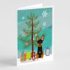 Merry Christmas Tree English Toy Terrier Greeting Cards Pack of 8 Blank Cards with Envelopes Whimsical A7 Size 5x7