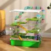 23" 5-Tier Hamster Cage with Wheel and Water Bottle, Green