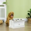Large Elevated Dog Bowls with Storage Drawer Containing 11L Capacity, Raised Dog Bowl Stand Pet Food Bowl Dog Feeding Station, White
