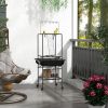 Bird Stand with Wheels, Perches, Stainless Steel Feed Bowls, Pull-Out Tray for Indoor Outdoor Small Parrot, Dark Gray