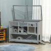 Wooden 3-Tier Hamster Cage Hutch Box with Ladder Wheels for Small Animals, Dark Gray