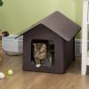 Heated Cat Houses for Outdoor and Indoor, Portable Kitty Shelter, Waterproof and Insulated, Brown