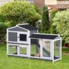 2-tier Indoor Rabbit Enclosure, Wood Hutch Backyard Small Animal House Ramp Outdoor Run Enclosed