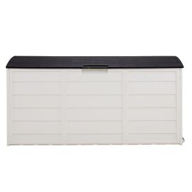 75 Gallon Weather-Resistant Outdoor Storage Deck Box, 130LB Capacity Gray Plastic Patio Organizer with Lockable Lid and Easy-Lift Hinges for Garden