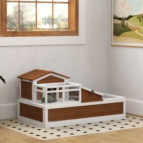 3-Room Tortoise Habitat House w/ Balcony & 2 Stories, 44" x 25.5" x 25", Coffee