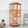 65" Outdoor Wooden Birdcage Aviary with Pull Out Tray 2 Doors, Orange