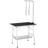 Dog Grooming Table w/ Adjustable Arm, Mesh Tray, Two Nooses, Rubber Surface, 35" x 24" x 61", Black