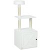 Cat Tree with Litter Box Enclosure, Sisal Covered Scratching Posts, Large Platform, Bed for Indoor Cats, White