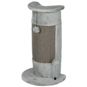 23" Cat Scratching Post with Covered Plush, Play Balls, for Indoor Cats, Grey