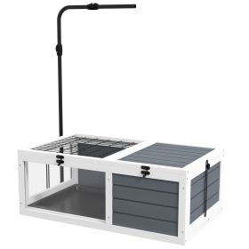 Tortoise House Wooden Tortoise Enclosure Indoor Outdoor with Adjustable Lamp Holder, Openable Lids, Pull-out Trays