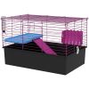 18.5" Small Animal Cage with Water Bottle, Food Dish, Platform, Ramp, Black