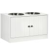 Elevated Dog Bowls for Large Dogs Pet Feeding Station with Stand, Storage, 2 Stainless Steel Food and Water Bowls, White, 23.6" x 11.8" x 14"