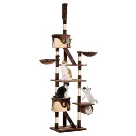 94"-102" Huge Cat Tree Ceiling High Cat Condo Scratching Post Activity Center Multi-Level Play House