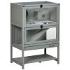 Wooden Hamster Cage, Mice Rodent Small Animals Kit Hutch with Storage, Sliding Tray Seesaw Running Wheel Lockable Roof