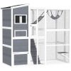 76" Catio Outdoor Cat Enclosure with Cat Condo, Jumping Platforms, Ladder, Ramps, Hammock for 2-3 Indoor Cats, Grey