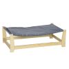 Raised Dog Bed with Washable Cushion, Elevated Pet Bed for Small & Medium Sized Dog Cat, Pine Wood Frame, 35.5" x 20" x 11"